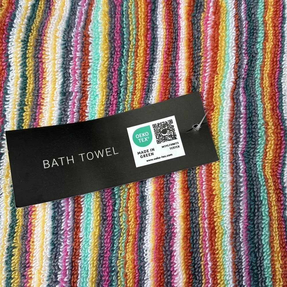 Rachel Zoe 9 piece Striped Rainbow Towel Set 2 Bath, 2 Hand, 5 Washcloth NEW